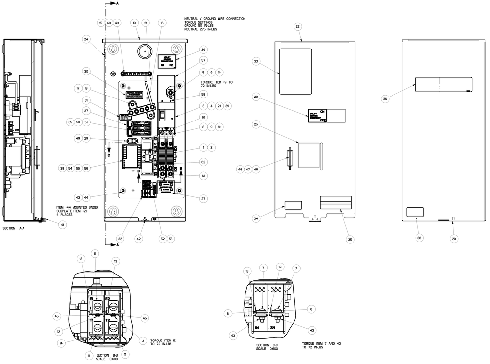 Ev 150a Service Entr Gen Diagram and Parts List for RTSY100A3 (7972893 - 9512320)(2015) Generac Generator