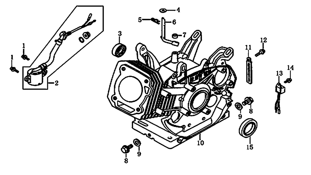 Crankcase Diagram and Parts List for 0060391 (6378237A - 7282253A)(2012) Generac Generator