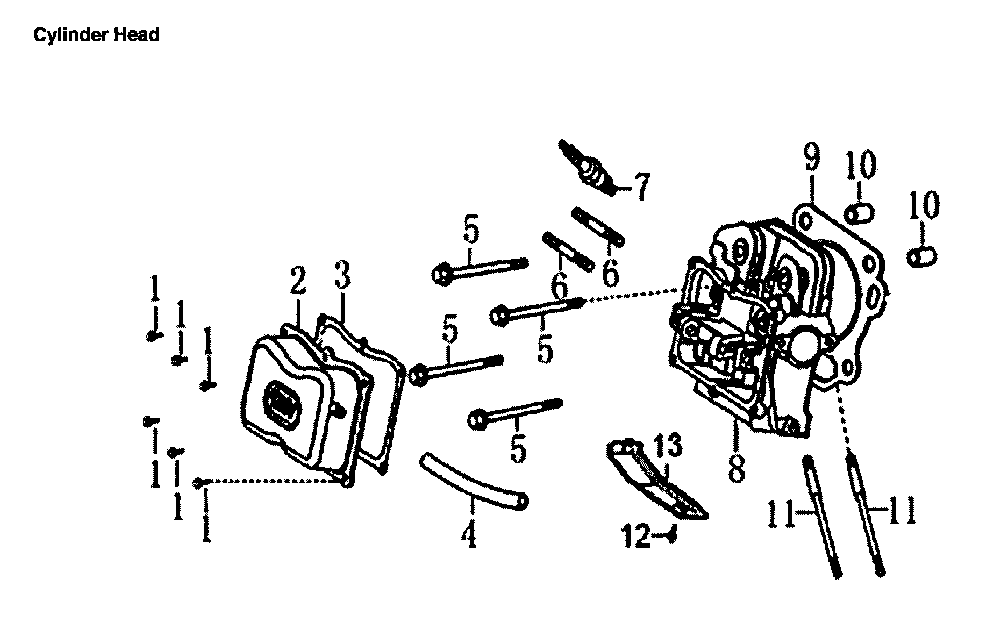 Cylinder head Diagram and Parts List for GP6500E-5941-3  Generac Generator