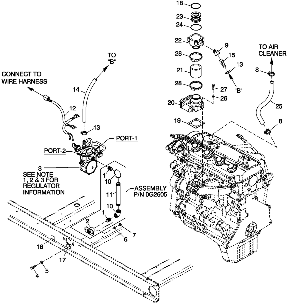 Fuel System Emissions Diagram and Parts List for QT04524AVSY (4775741 - 4811844)(2007) Generac Generator