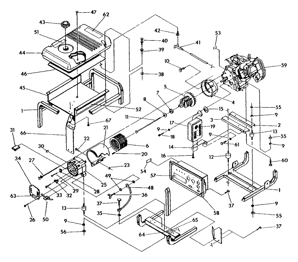 Cradle And Generator Diagram and Parts List for 9903-0 (Rev 0)(1994-12) Generac Generator