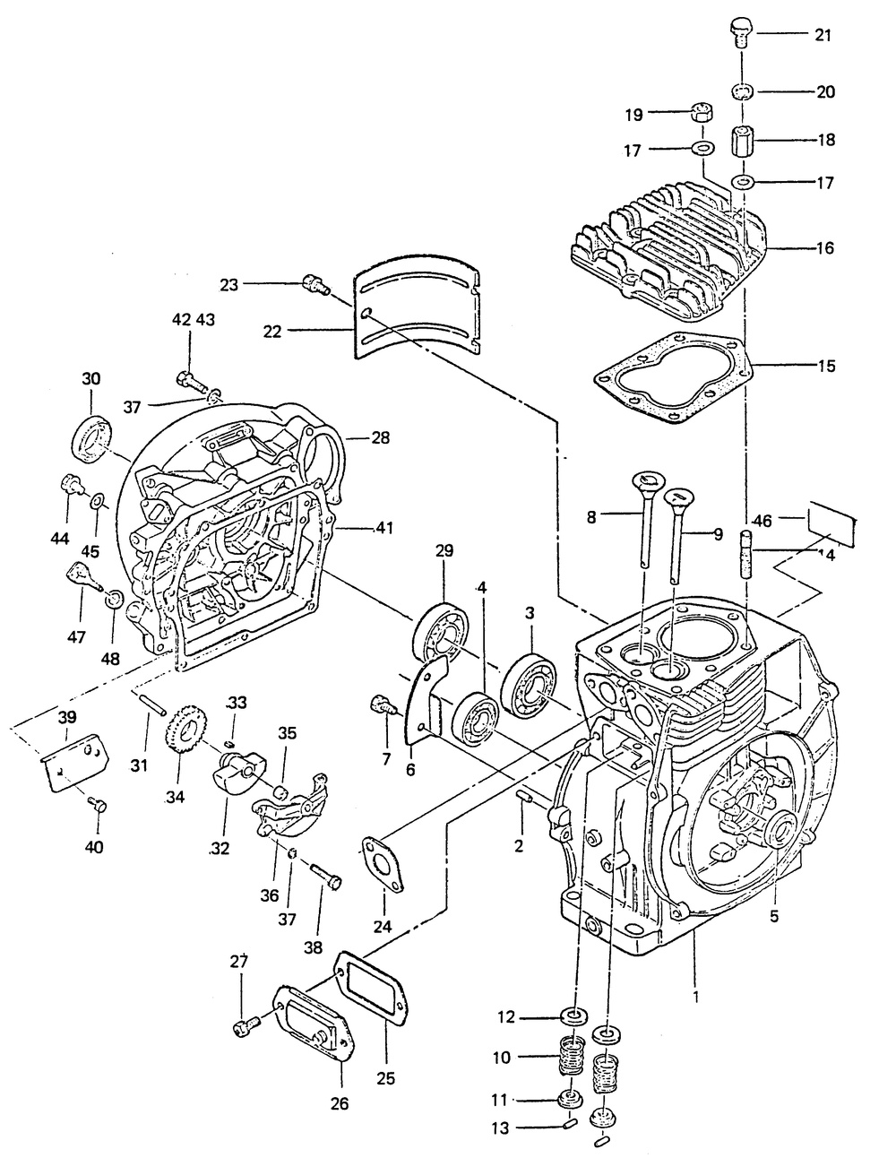 Cylinder Block Diagram and Parts List for 6894-1  Generac Generator