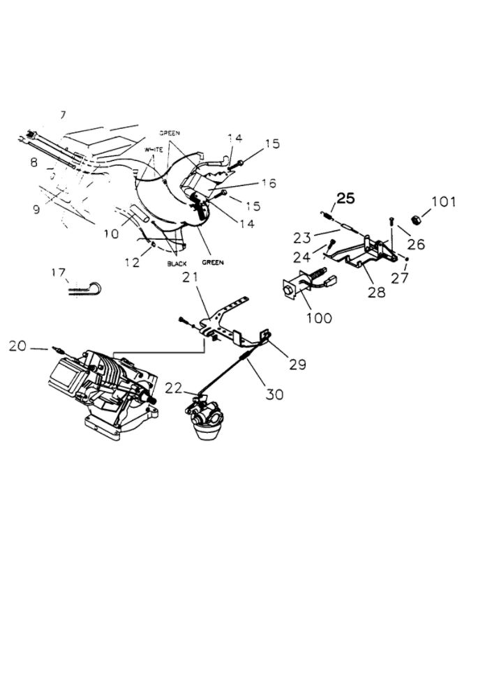 Spark Plug And Idle Coil Diagram and Parts List for EHC009521  Generac Engine