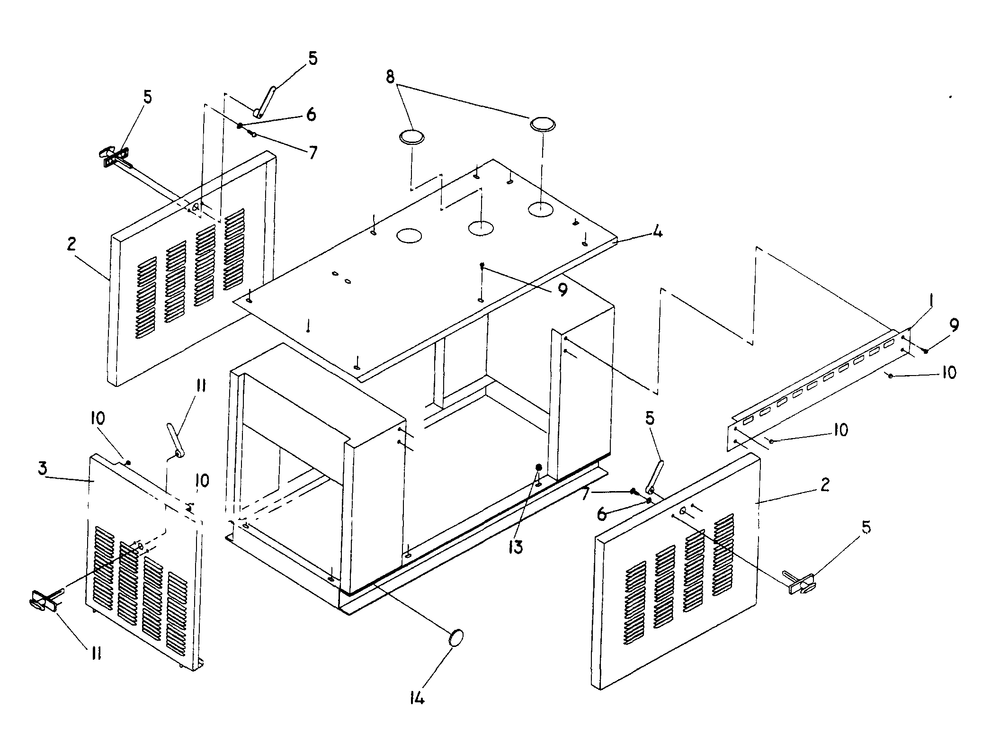 Enclosure Diagram and Parts List for 0990-0  Generac Generator