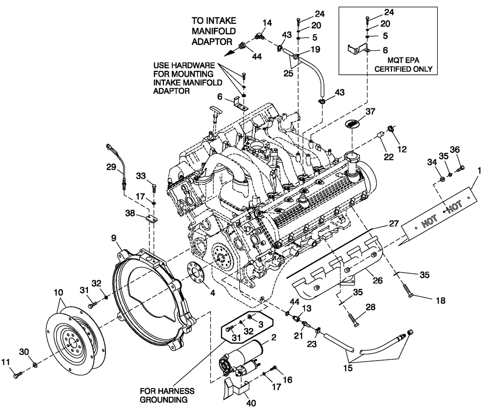 Engine Common Parts R/H Side Diagram and Parts List for ST15068ANAN (5066437)(2008) Generac Generator