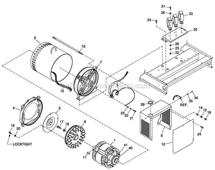 Ev Cpl Alternator Direct Diagram and Parts List for QT05554KNSNA (6654325)(2011) Generac Generator