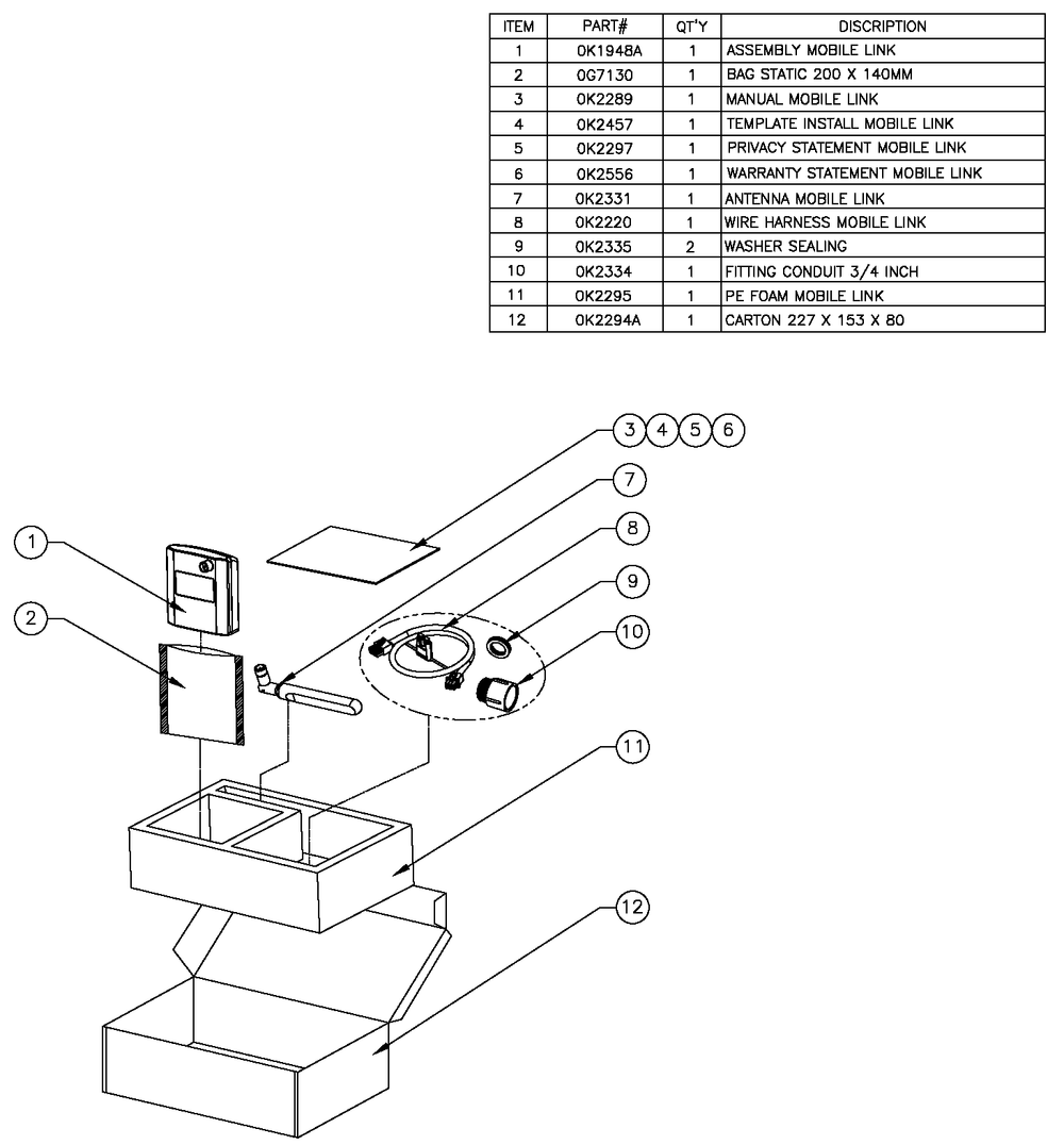 Ev Mobile Link Diagram and Parts List for HT03524GNAX (6798528)(2011) Generac Generator