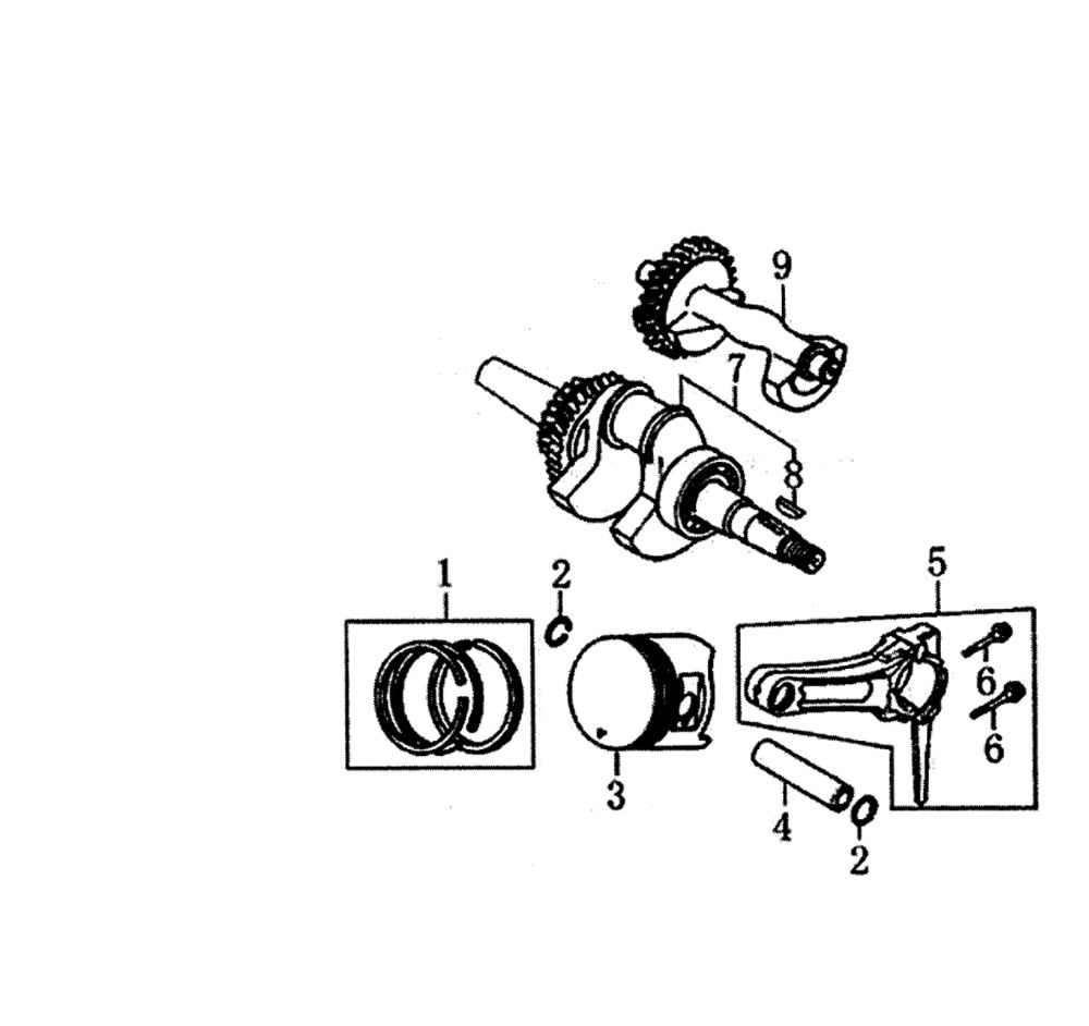 Crankshaft Diagram and Parts List for GP5500-5939-6  Generac Generator