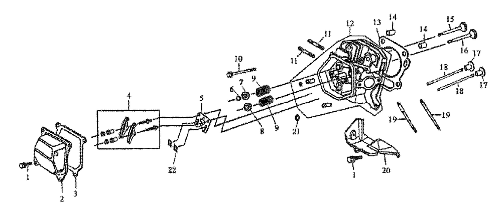 Cylinder Head Diagram and Parts List for 0061040 (5854831B - 6892387B)(2015) Generac Generator