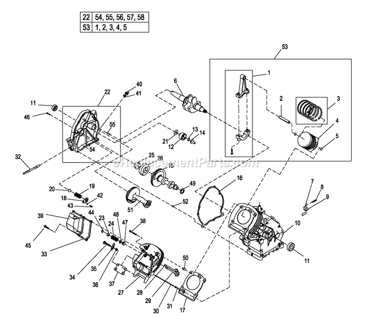 Ev Xg 50hz 410 Longblock (1) Diagram and Parts List for 0062210 (7216515 - 7368903)(2012) Generac Generator