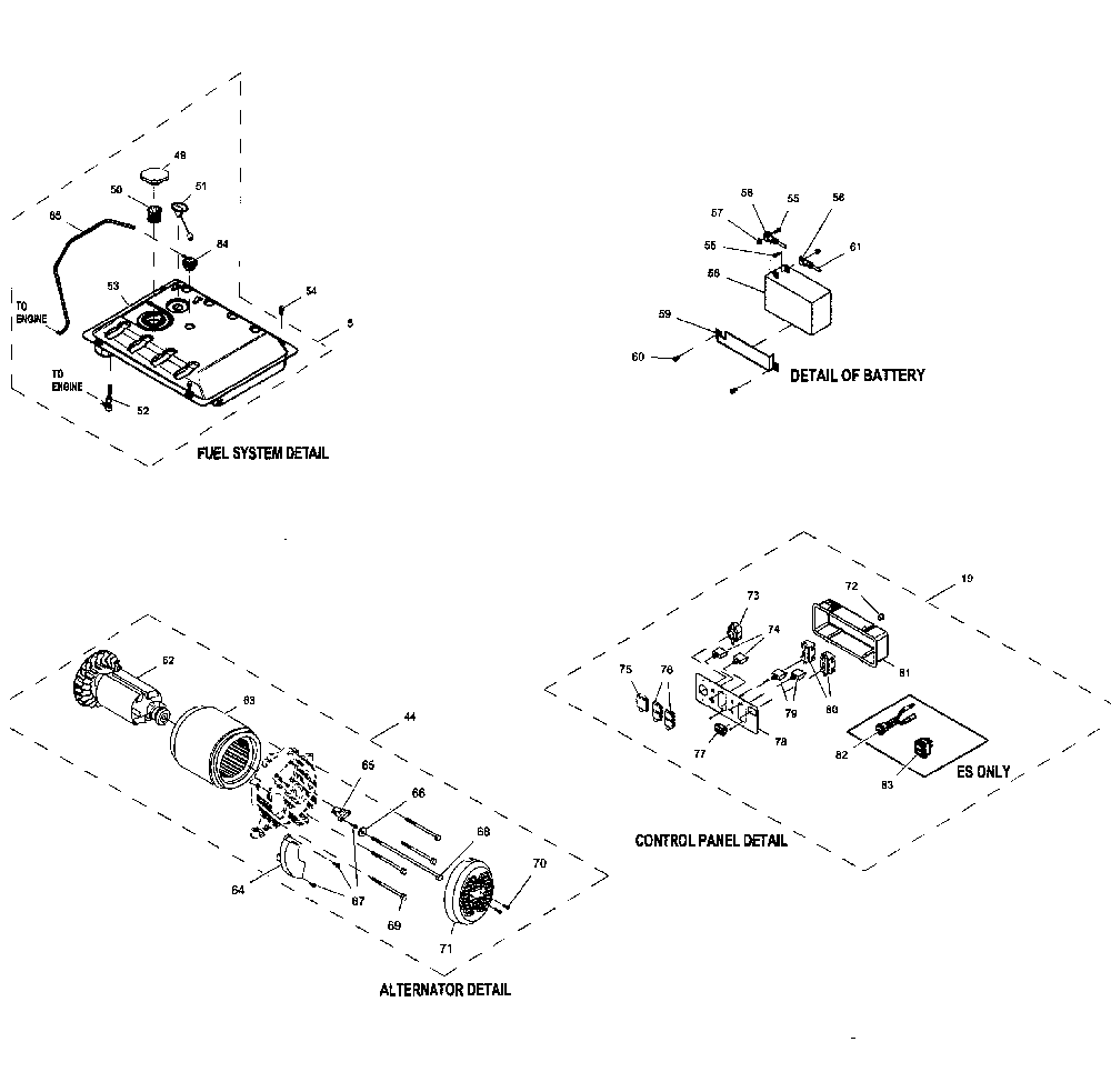 Maine sub assy Diagram and Parts List for GP6500-5940-1  Generac Generator