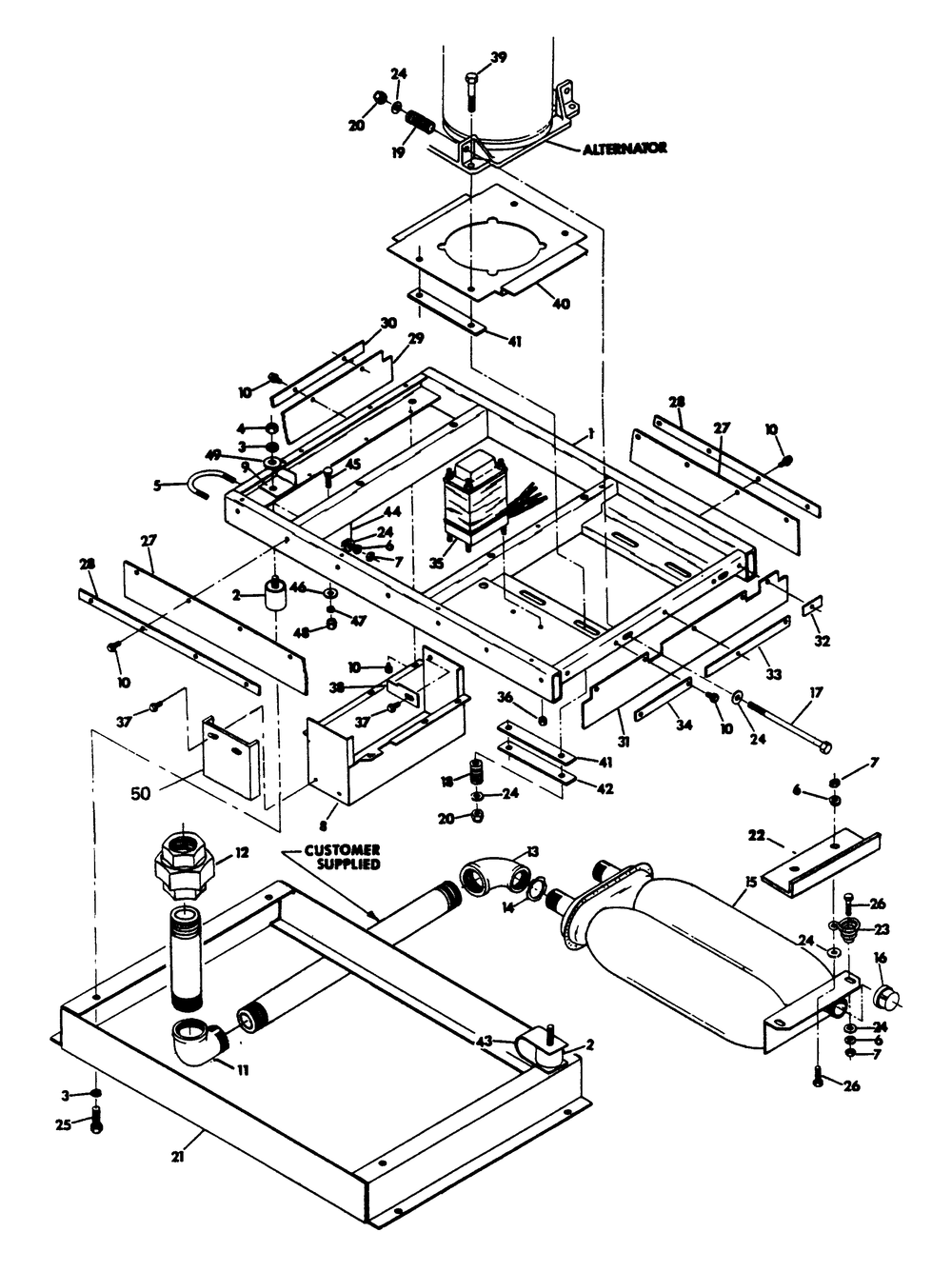 Mounting Base Diagram and Parts List for 6246-6  Generac Generator