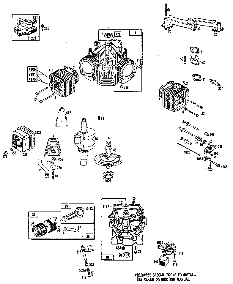 V-twin engine Diagram and Parts List for 9067-0  Generac Generator