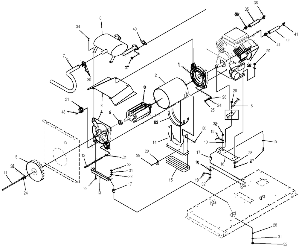 Generator 1 Diagram and Parts List for 0043901 (3514453 - 3699533)(2002) Generac Generator