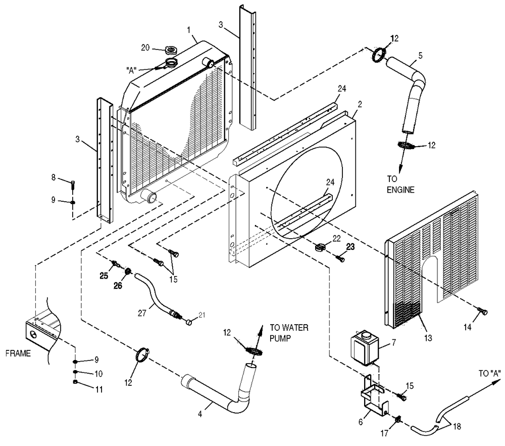 Radiator Diagram and Parts List for 0049484 (4162283 - 4185523)(2005) Generac Generator