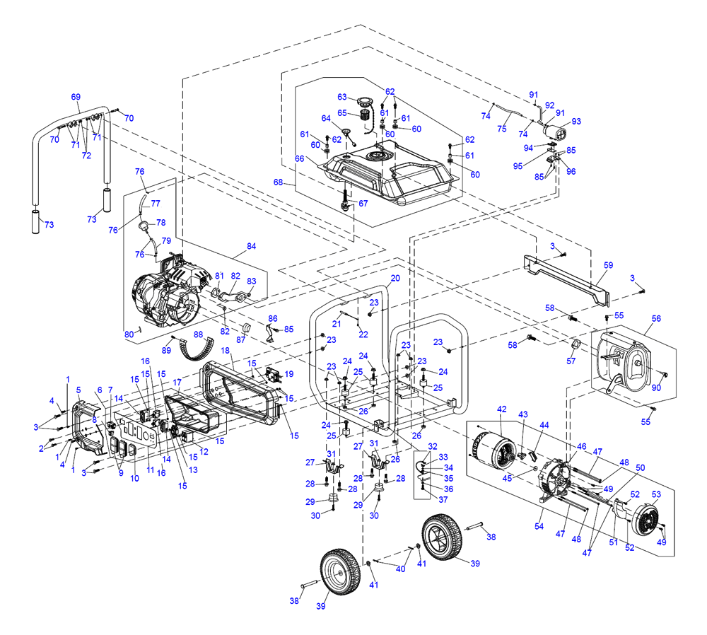 Fig-0 Diagram and Parts List for G0076830 GP6500 Generac Generator