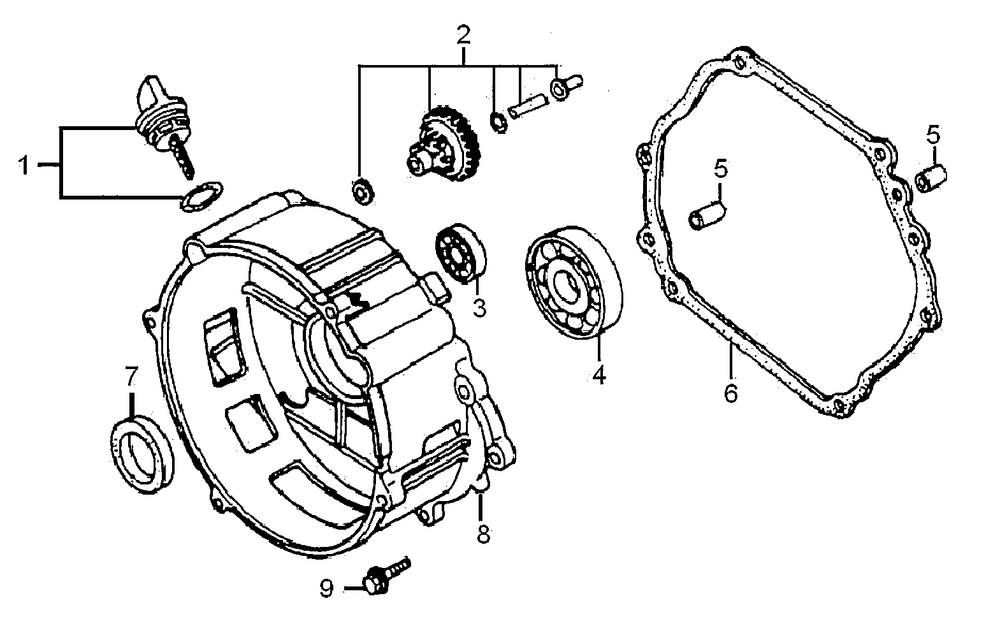 Crankcase Cover Diagram and Parts List for 0060361 (7513143A - 7514582A)(2012) Generac Generator