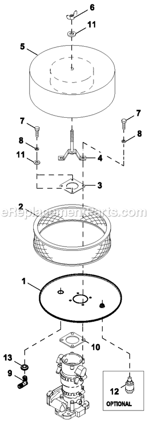 Ev Air Cleaner Diagram and Parts List for HT13068JNAC (7642346)(2012) Generac Generator