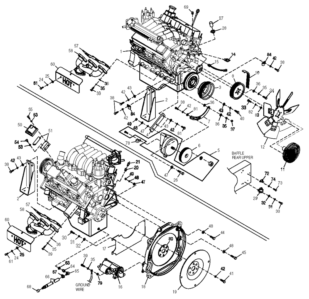 Engine Diagram and Parts List for 0049484 (4162283 - 4185523)(2005) Generac Generator