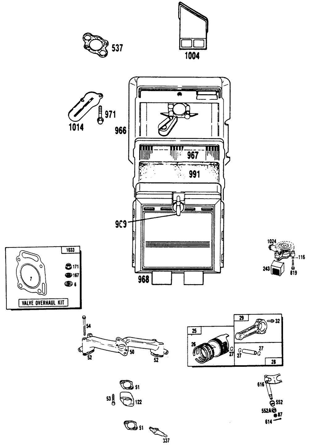 Engine Repair Parts (Part 3) Diagram and Parts List for 9119-1  Generac Generator