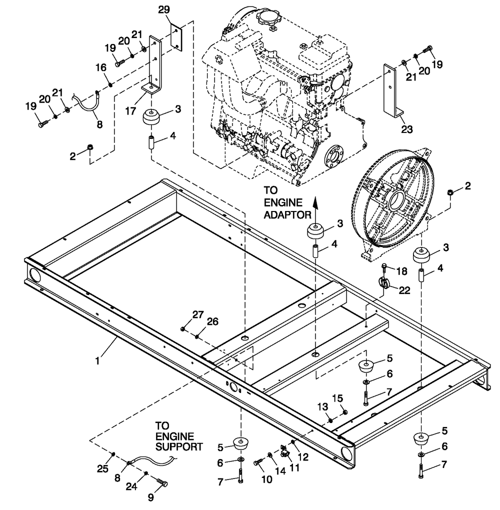 Mounting Base 2.4l C2 Diagram and Parts List for QT02524ANAN (4828186 - 4838636)(2007) Generac Generator