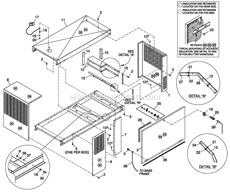 Ev Enclosure 2.4l G2 Diagram and Parts List for QT02524GNSN (4817236)(2007) Generac Generator