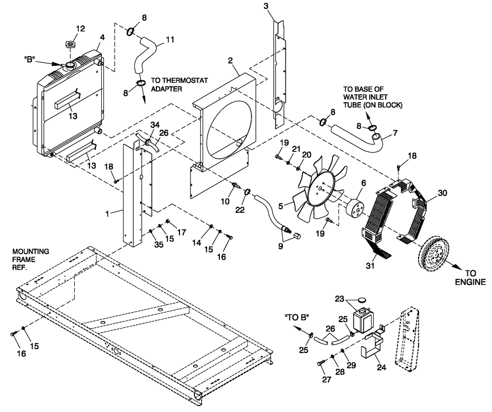 Ev Cooling Sys 2.5l C1 Diagram and Parts List for 0052150 (4005V04485)(2005) Generac Generator