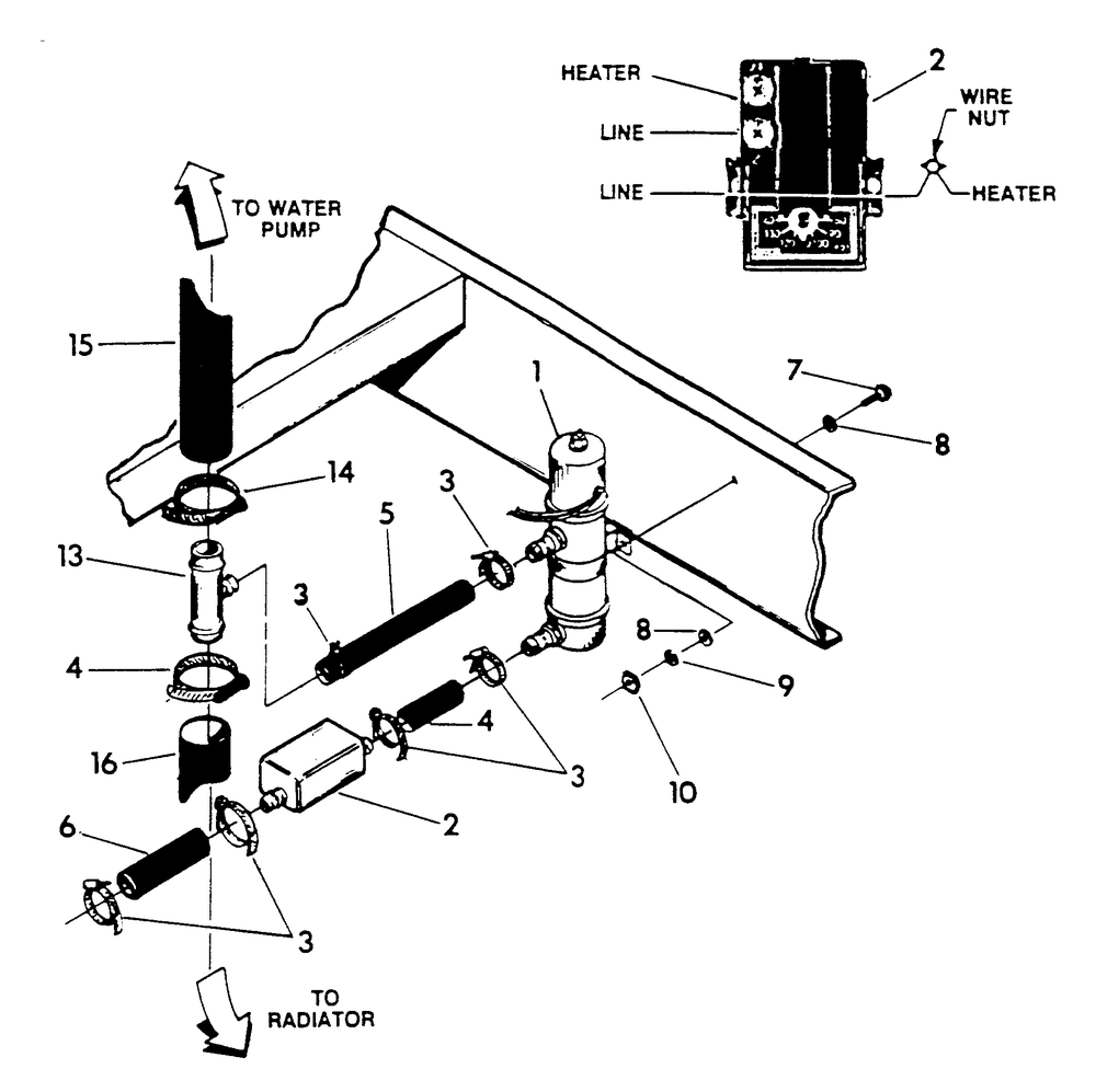 Engine Coolant Heater Diagram and Parts List for 9300-2  Generac Generator