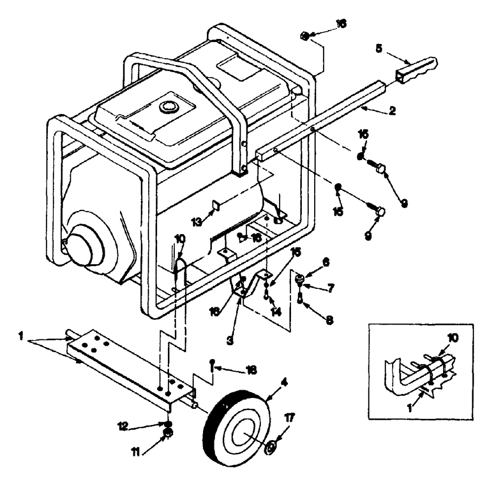 Wheel Kit Diagram and Parts List for 4W112A (9438-0)(9438-0) Generac Generator