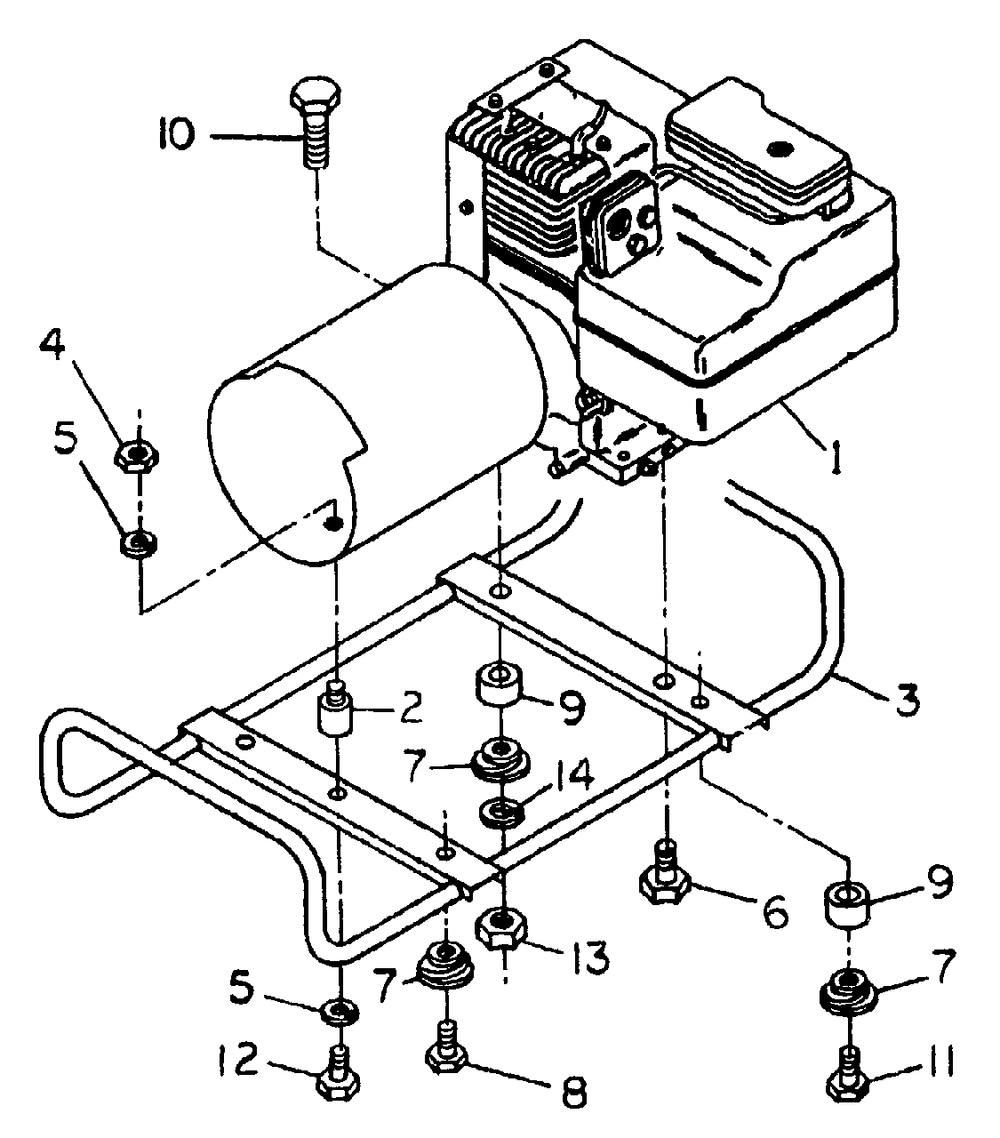 Cradle Assembly Diagram and Parts List for S1500 (8839-1)(8839-1) Generac Generator