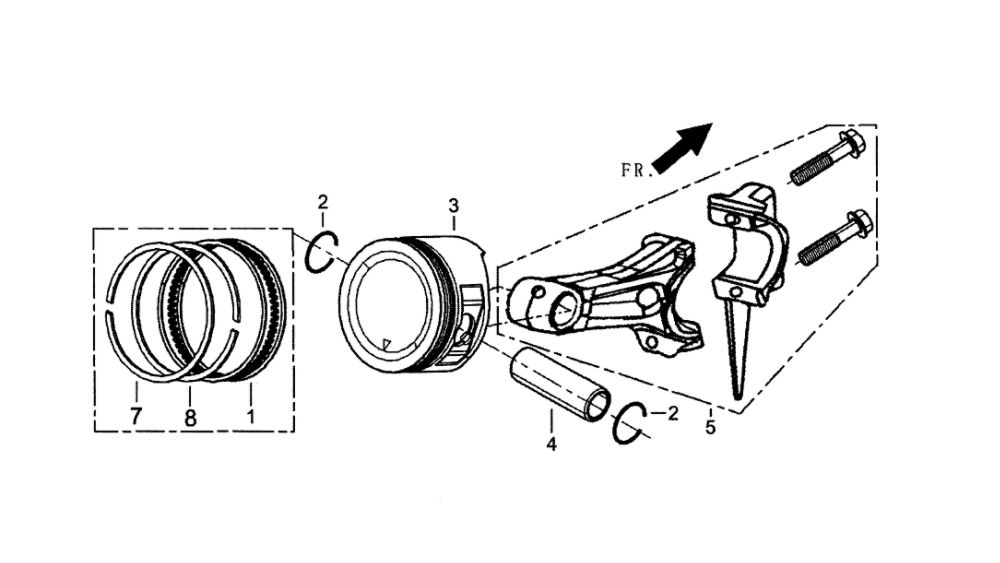 Piston Rings/Rod Diagram and Parts List for 005939-5  Generac Generator
