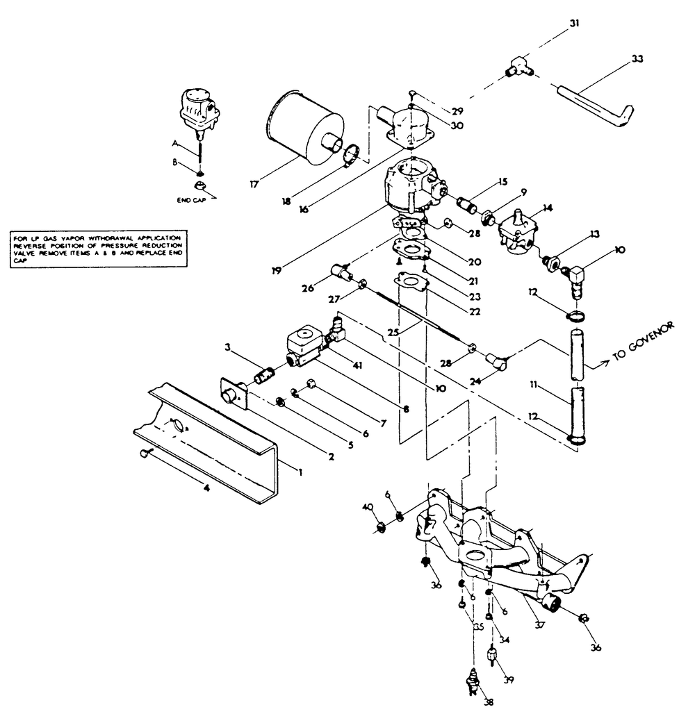 Carburetion System Diagram and Parts List for 9112-4  Generac Generator