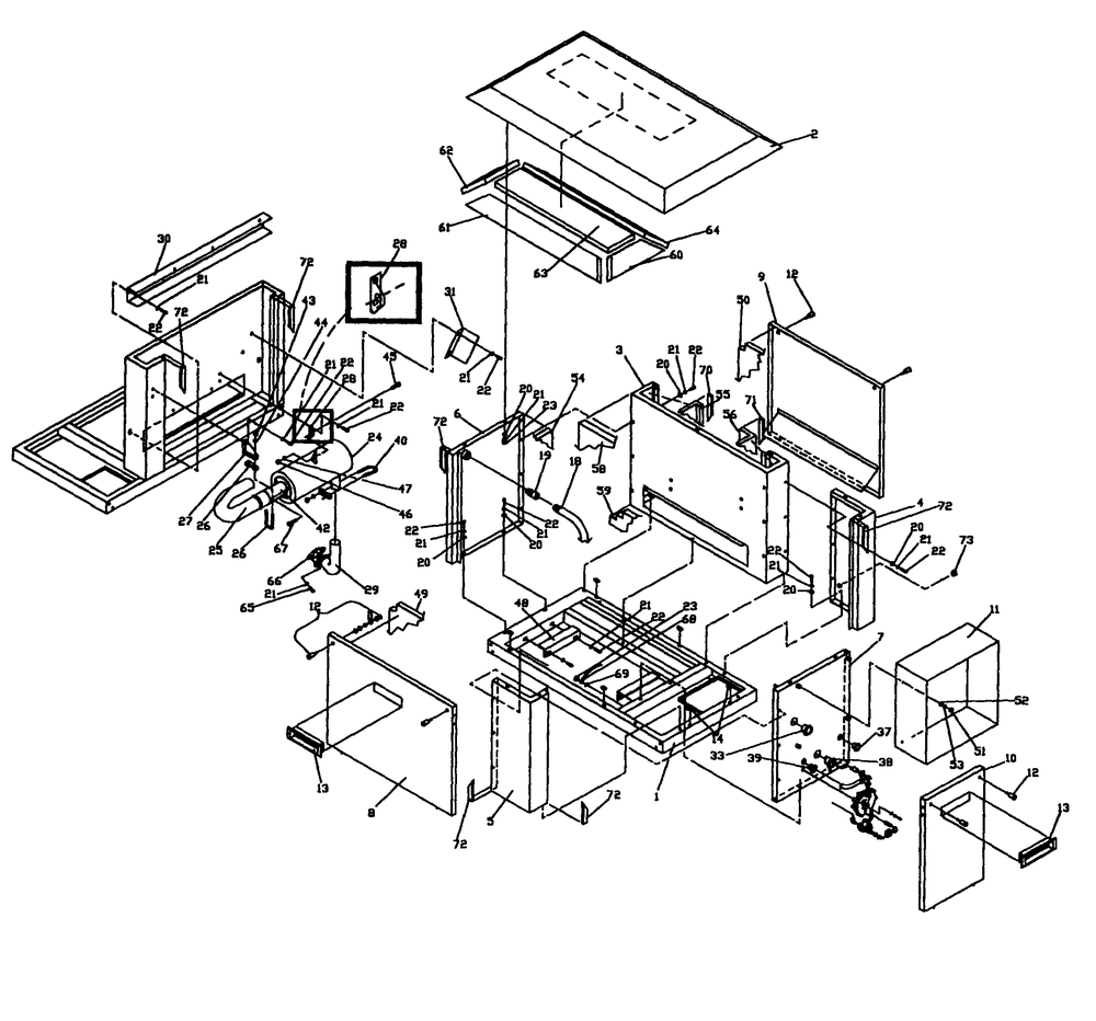 Engine Enclosure Diagram and Parts List for 0844-1  Generac Generator
