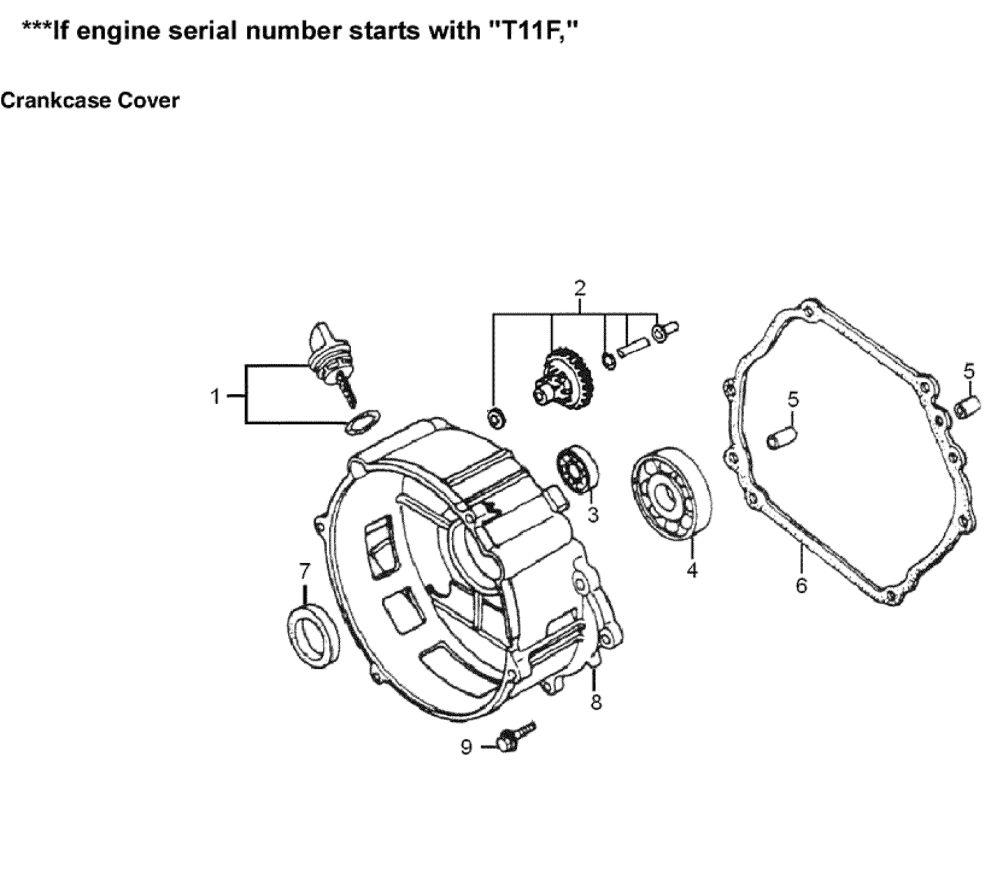 Crankcase Cover 1 Diagram and Parts List for 005939-2  Generac Generator