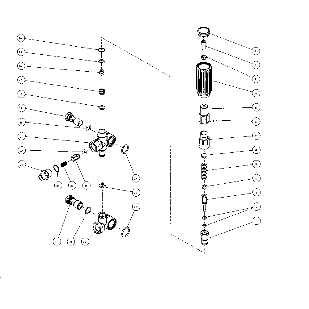 Unloader Diagram and Parts List for 006229-0  Generac Pressure Washer