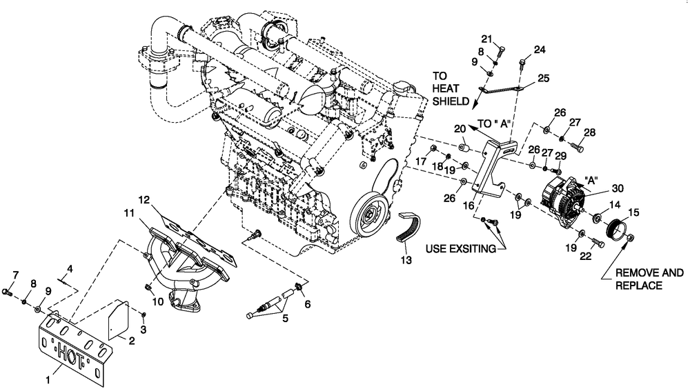 Engine Common Parts 3.0l G3 R/H Side Diagram and Parts List for CT06030ANAN (1907V23210 - 4807V25565)(2007) Generac Generator