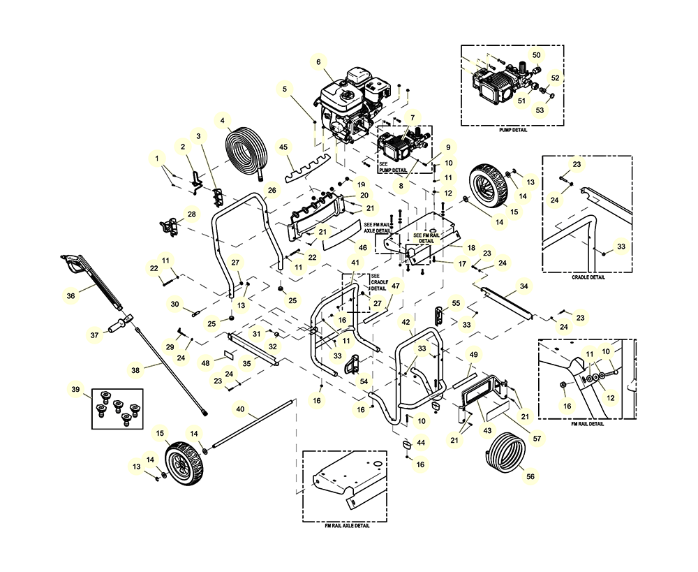 Fig-0 Diagram and Parts List for G0065900  Generac Pressure Washer