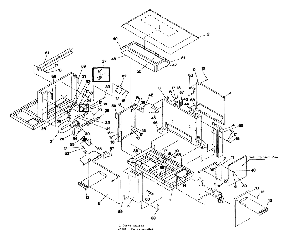 Enclosure Diagram and Parts List for 0847-0  Generac Generator