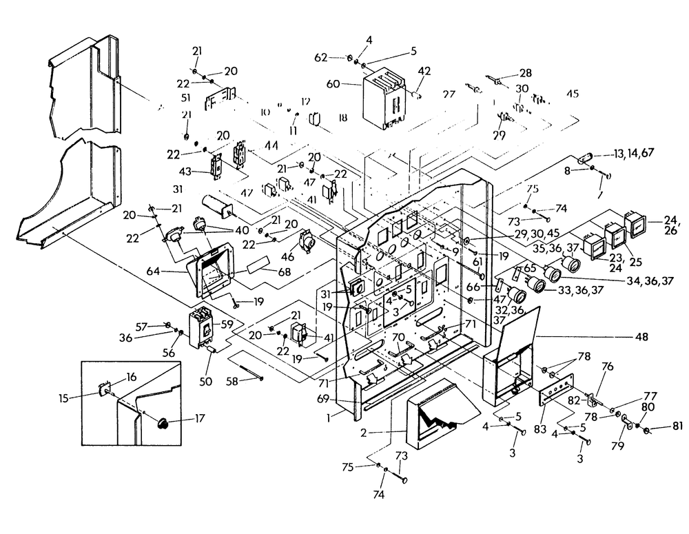 Control Panel (Front) Diagram and Parts List for 9690-0  Generac Generator