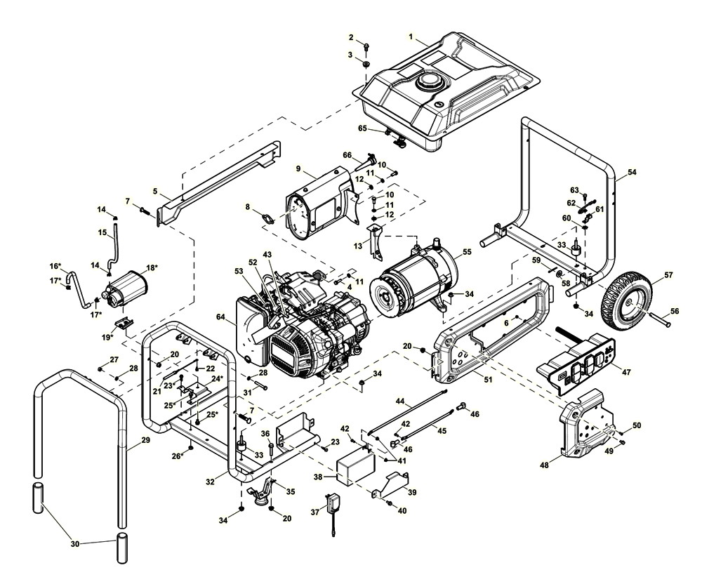 Fig-0 Diagram and Parts List for G0076761 GP8000E Generac Generator