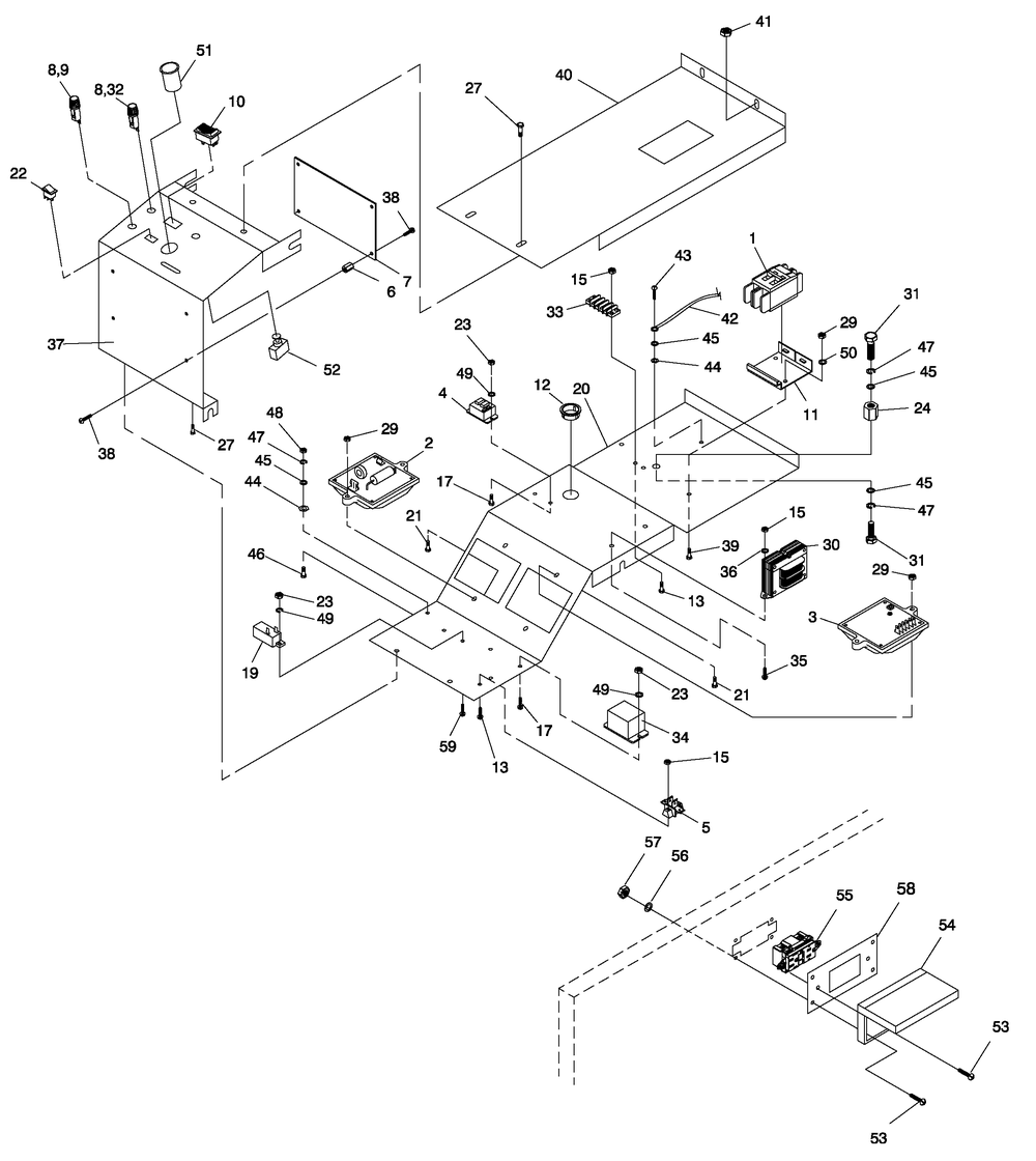Control Panel Diagram and Parts List for 0044563 (4117596 - 4138949)(2005) Generac Generator