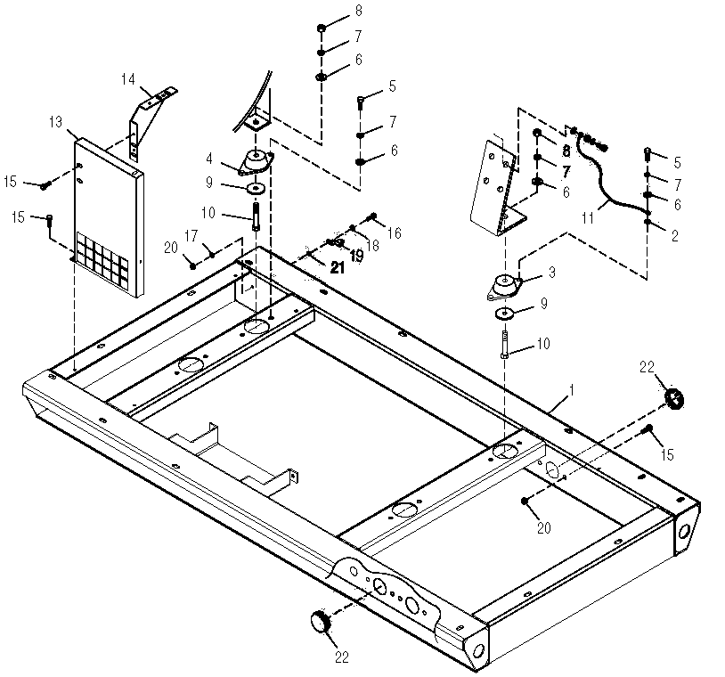 Mounting Base Diagram and Parts List for 0050980 (0605V01554 - 1005V02703)(2005) Generac Generator