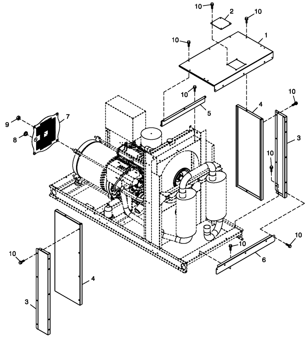 Ducting Exhaust Diagram and Parts List for QT02524ANANA (4911910)(2007) Generac Generator