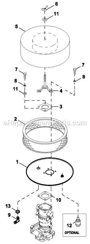 Ev Air Cleaner Diagram and Parts List for HT08054JNAX (3000089944)(2016) Generac Generator