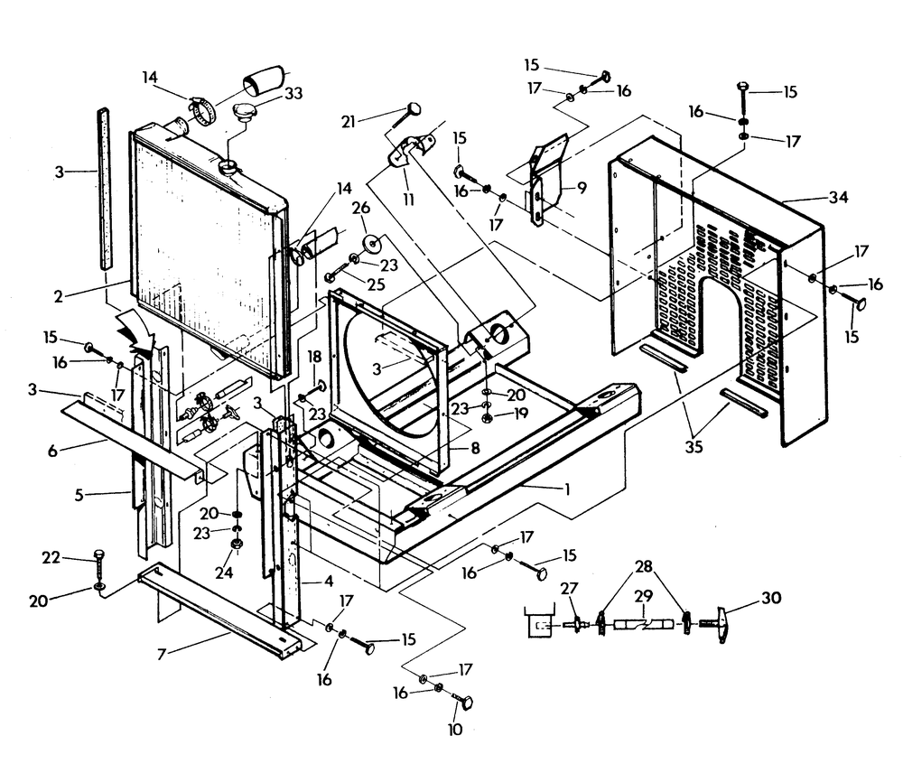 Mounting Base And Radiator Diagram and Parts List for 9382-0  Generac Generator