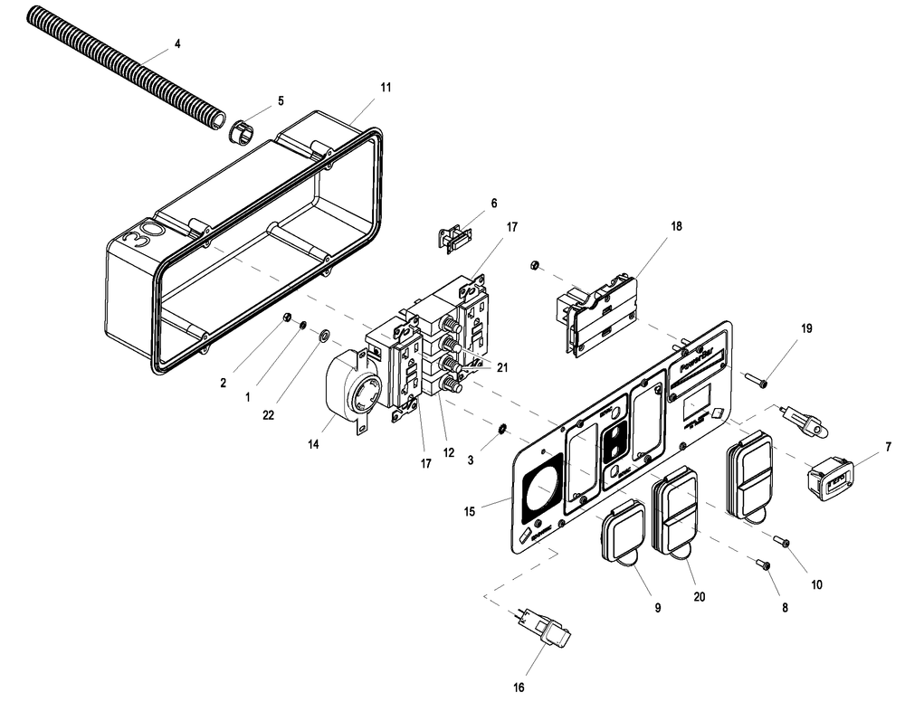 Ev C/Pnl 410 Xg Portable 6.5kw Diagram and Parts List for 0057982 (6666017 - 9795204)(2015) Generac Generator