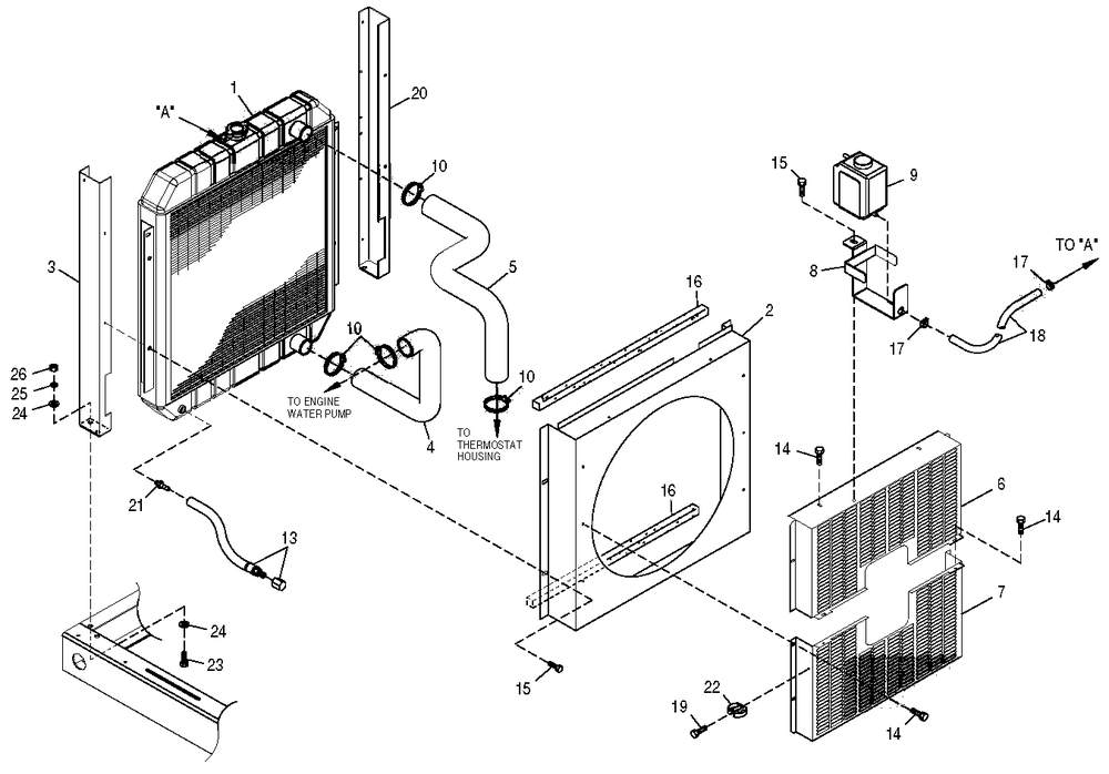 Radiator Diagram and Parts List for 0049911 (4102877 - 4227451)(2005) Generac Generator
