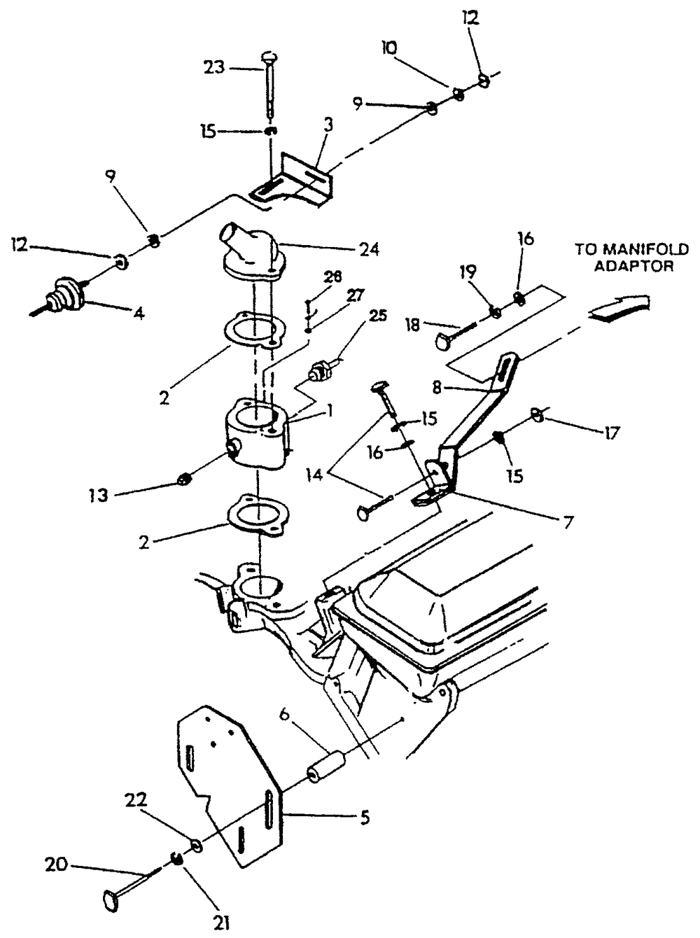 Dash Pot Governor Mounting Plate Diagram and Parts List for 4345-0  Generac Generator