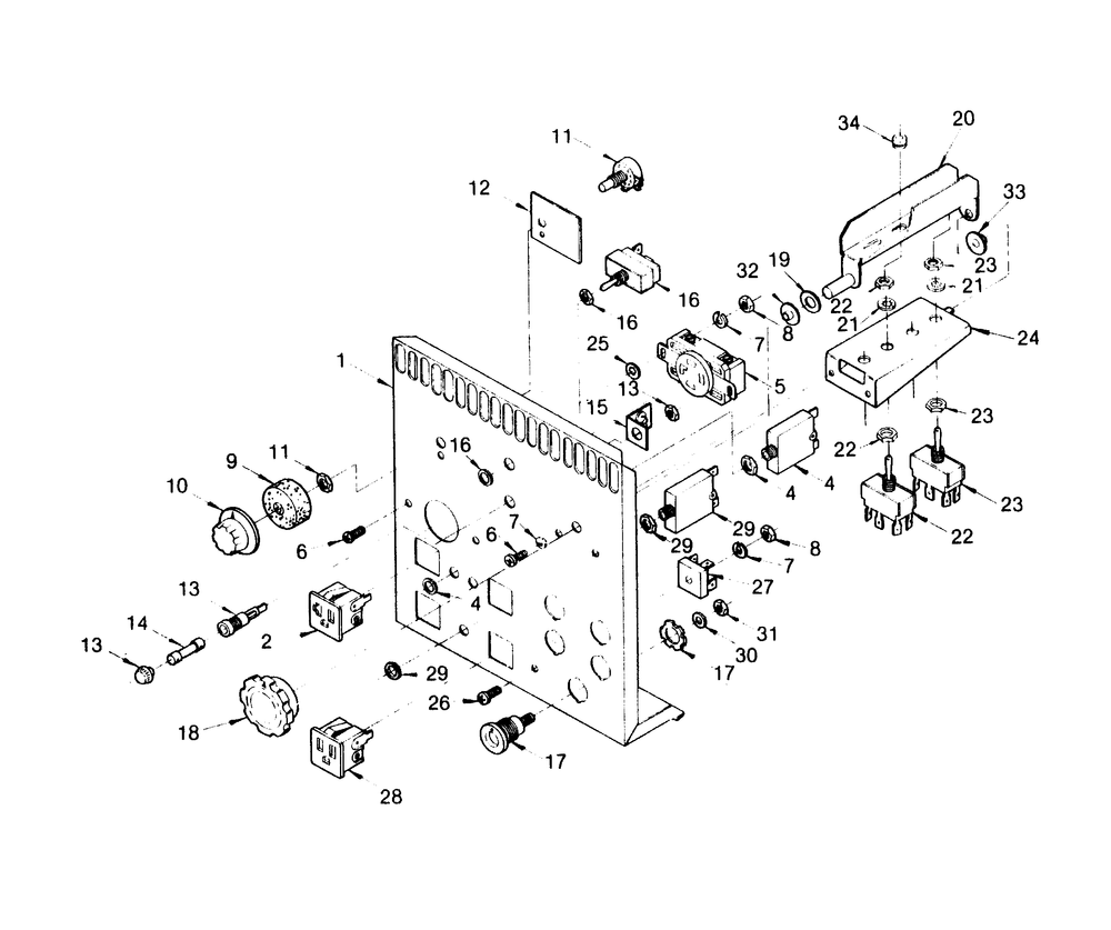 Panel Diagram and Parts List for 1002-A  Generac Welder