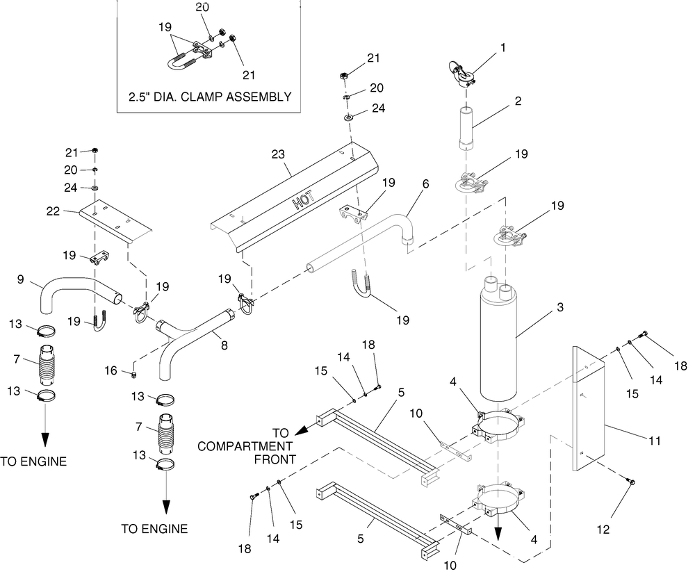 Ev 4.3l Exh Diagram and Parts List for 0047490 (3650293 - 3651545)(2002) Generac Generator